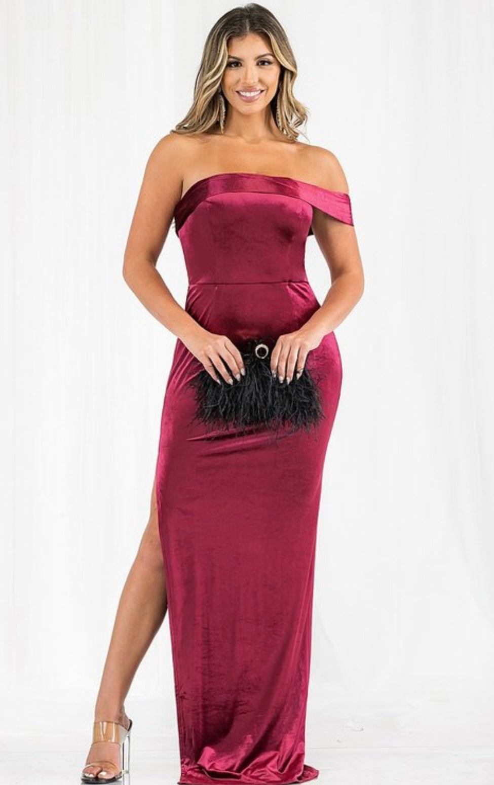 MAXI DRESS TERCIOPELO MAGENTA